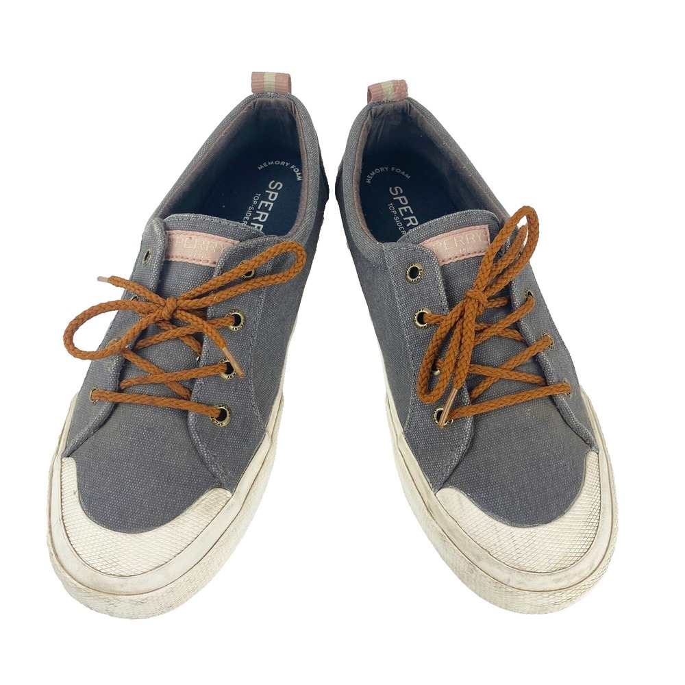 Sperry Top Sider Boat Shoes Women's 6.5 Gray Flats Pier Wave Slip-On 37 Sneakers